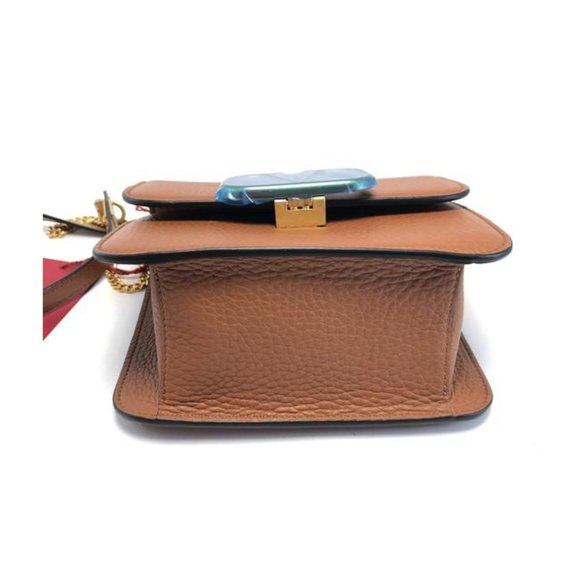VALENTINO Vsling Small Grained Brown Leather Shoulder Bag - Picture 5 of 12
